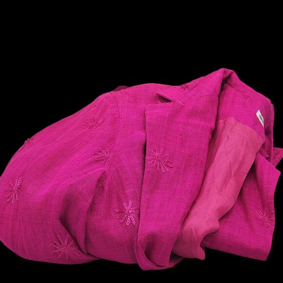 Vtg Woven Silk Blazer Jacket With Embroidered Starburst Design Size XL - Picture 4 of 9